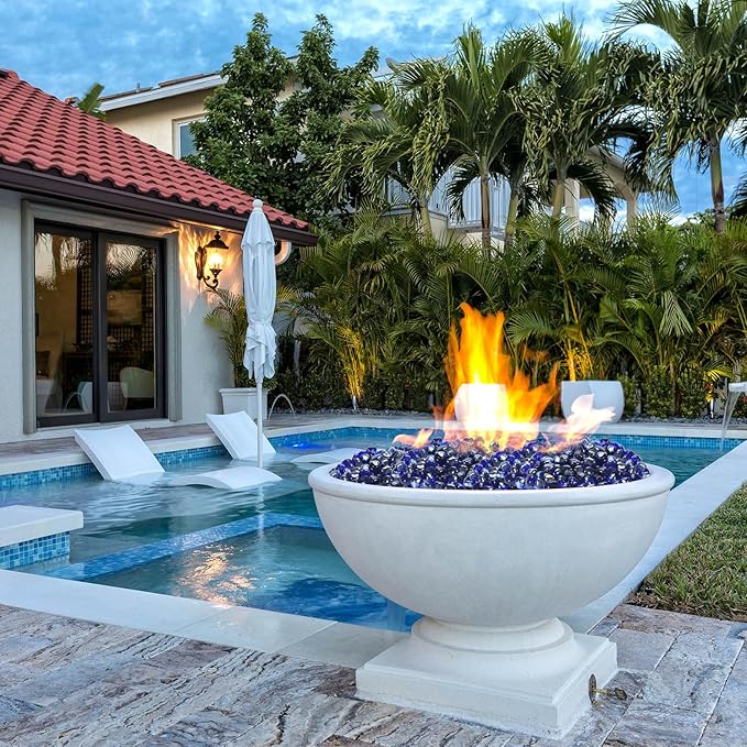 Fire Glass, Cobalt Blue Fire Stone for Propane Firepit, Fireplace and Outdoor Decorative. High Luster Diamonds 1 Inch Glass Beads, 10LB