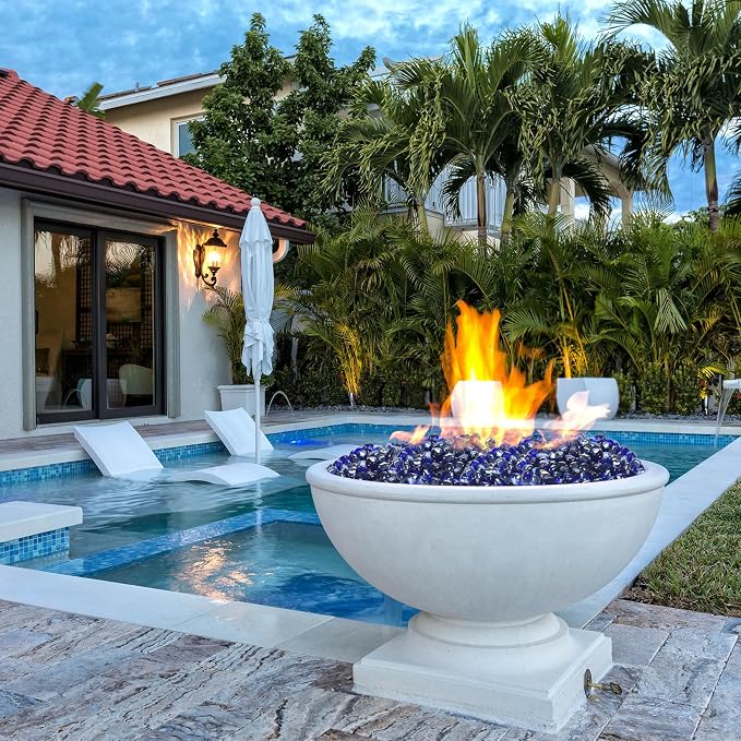 Fire Glass for Propane Fire Pit, Fireplace and Outdoor Decoration, Cobalt Blue Firepit Rocks 20 Pounds, High Luster 1 Inch Diamond Glass Beads