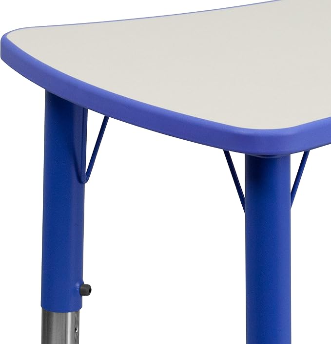 Flash Furniture 21.875''W x 26.625''L Rectangular Blue Plastic Height Adjustable Activity Table with Grey Top