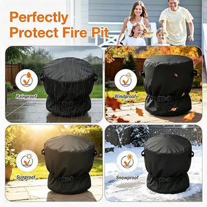 POMER Firepit Cover for Cuisinart 24” Cleanburn Smokeless Fire Pit COH-800,for Cuisinart CHC-801 Waterproof Fire Pit Covers