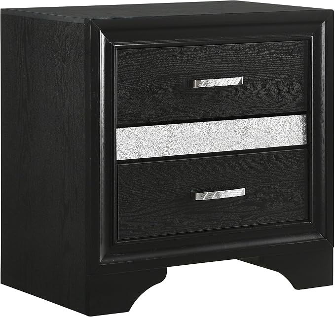 Coaster Home Furnishings Miranda Contemporary 5-Piece Bedroom Set Fabric Upholstered Eastern King Size Panel Bed Frame 54-inch Headboard Black 206360KE-S5