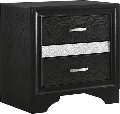 Coaster Home Furnishings Miranda Contemporary 5-Piece Bedroom Set Fabric Upholstered Eastern King Size Panel Bed Frame 54-inch Headboard Black 206360KE-S5