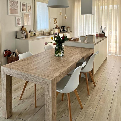 Mobili Fiver, Iacopo Extendable Dining Table, 55.1(86.6) x35.4 in, Oak, for 6-10 People, Expandable Dining Table for Kitchen, Living Room, Italian Furniture