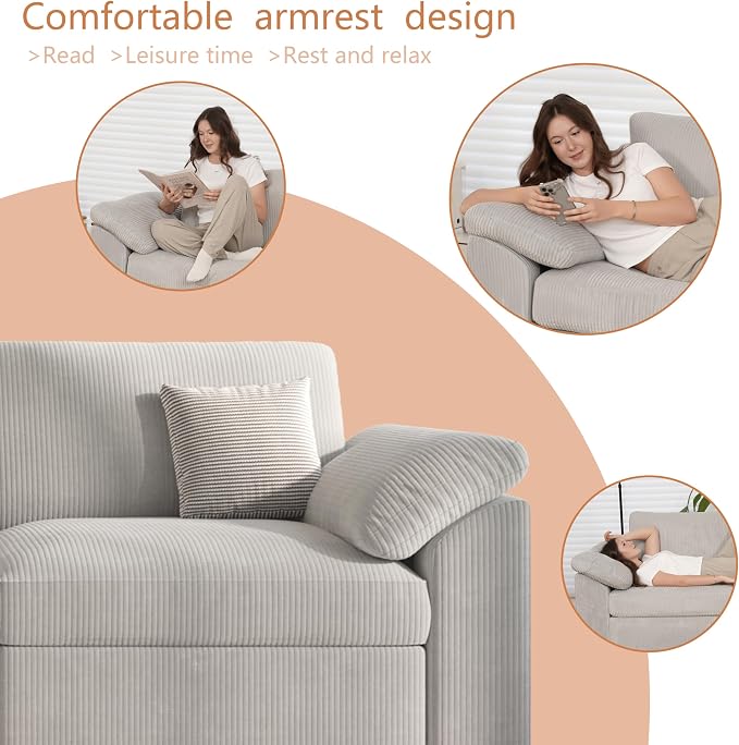 EASE MOOSE Sectional Modular Sofa, Oversized U Shape Sectional Couch Wide Deep seat Sectional Sofa, Comfortable Grey Modular Sofa,Light Gray