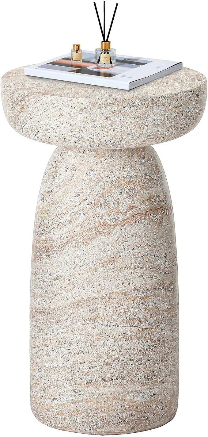 24" Side Table Outdoor, Large Modern Geometric End Table | Multi-Functional Coffee Table Doubles as Planter Stand for Garden, Balcony, or Porch. Decorative Pedestal Design