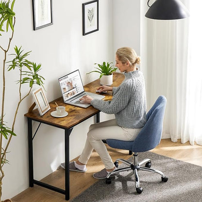 Sweetcrispy Small Computer Office Desk 63 Inch Student Study Writing Work with Metal Frame Wood Tabletop Modern Simple Home Bedroom PC Table Perfect for Small Spaces - Brown