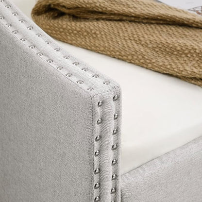 KEIKI Twin Size Upholstery Daybed with Trundle and Headboard, Mid-Century Style Tufted Sofa Bed with Button on Back, Easy Assembly, No Box Spring Required, for Living Room and Bedroom, Beige