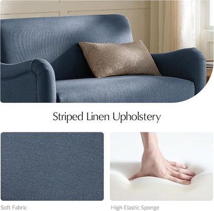 EcoHarbor Living 50.5" Mid-Century Modern Couch, Upholstered Sofa with Armrests, Stripe Mini Couches for Small Spaces, Living Room, Bedroom, Office, Apartment, Slate Blue