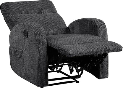 Lexicon Manual Recliner Chair, Textured Microfiber Reclining Chair, Wall Hugger, Track Arms, Magazine Pockets, Manual Recliner for Living Room/Office/Apartment, Easy Assembly, Dark Gray