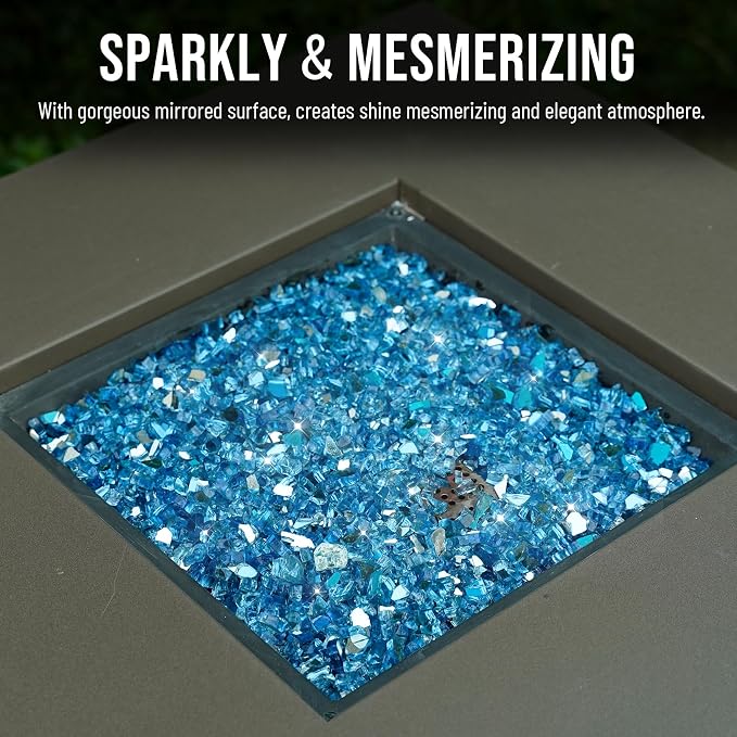 Skyflame 10-Pound Fire Glass for Fireplace Fire Pit and Landscaping, Pacific Blue Reflective, 1/4-Inch