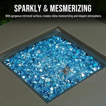 Skyflame 10-Pound Fire Glass for Fireplace Fire Pit and Landscaping, Pacific Blue Reflective, 1/4-Inch