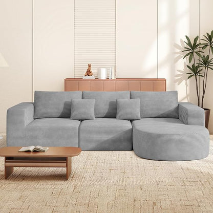 Boneless Couches for Living Room,Cloud Sectional Couch with L-Shape Chaise,Modern Modular Sofa with Deep Seat Upholstered Comfy Couches for Bedroom,No Assembly Required,1PCS