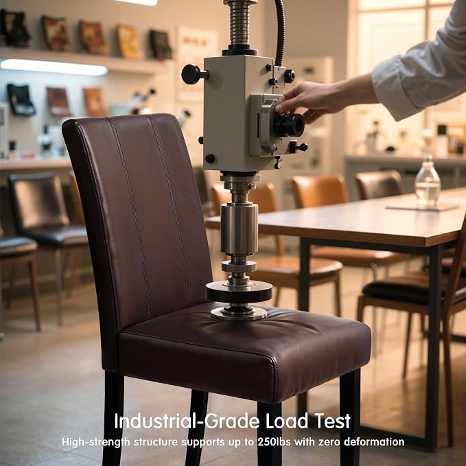 CHUN YI Dining Chairs Set of 4, Faux Leather Dining Room Chairs, High Back Upholstered Parsons Chairs for Dining Room Kitchen Side Chair with Sturdy Wood Legs, Brown (Only Chair)