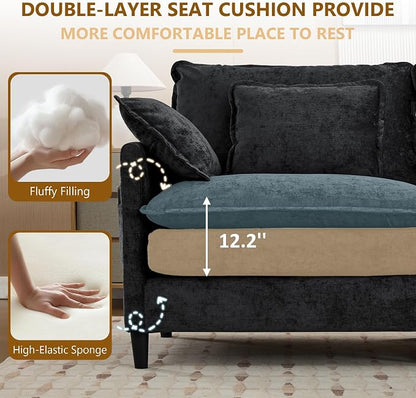 113" Chenille Modular Sectional Sofa (Chenille Black, Single Seat with Ottoman)