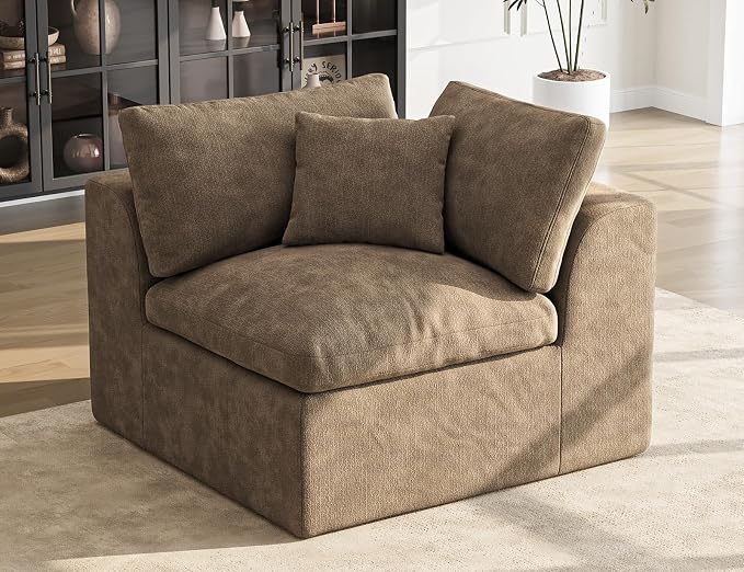 36 Inch Corner Seat | Modular Sectional Couch Sofa | Brown