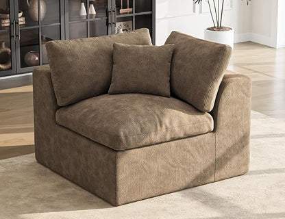 36 Inch Corner Seat | Modular Sectional Couch Sofa | Brown