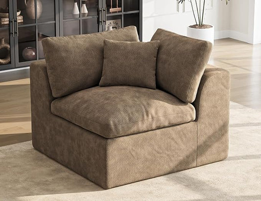 36 Inch Corner Seat | Modular Sectional Couch Sofa | Brown
