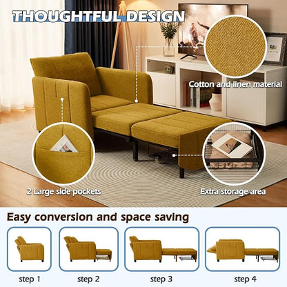 ZZW Sleeper Chair 84" Extra Long Convertible Chair Bed Upgraded 3-in-1 to 4-in-1 Pull Out Chair & Single Sofa Bed for Adult Sleeping Chairs for Living Room & Small Space