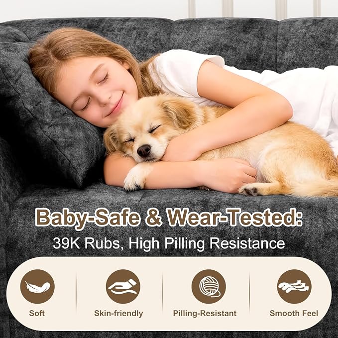 Modular Sectional Sofa Cloud Couch, Boneless Sleeper Bed for Living Room with No Assembly, Deep Seat & Pillows, Loveseat Configurations with Ergo Support & Storage Pocket, Grey