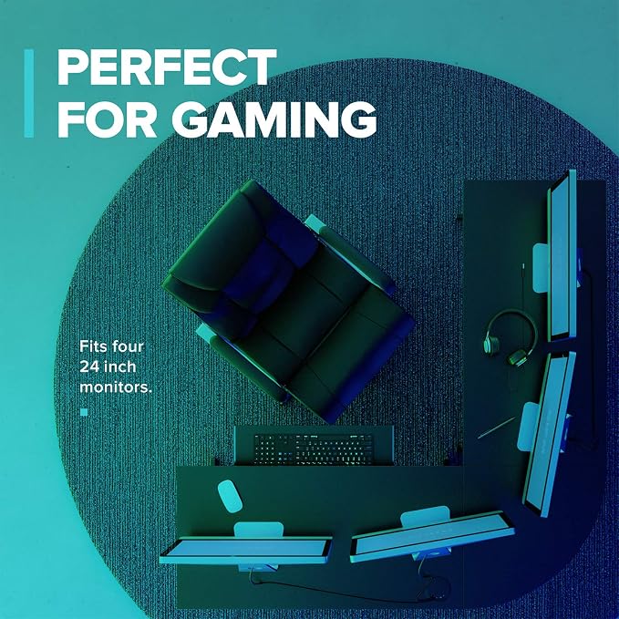 RIF6 L Shaped Modern Computer Home Office Gaming Desk with Keyboard Tray and Cable Management, Easy Assembly, Black