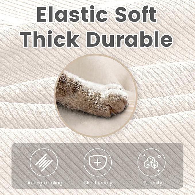 78'' Modular Sectional Cloud Couch with 2 Movable Ottoman, 4 Seat Comfy Modern Corduroy Sofa with 2 Throw Pillows, Deep Seat Sleeper Couch for Living Room Bedroom Apartment, Beige