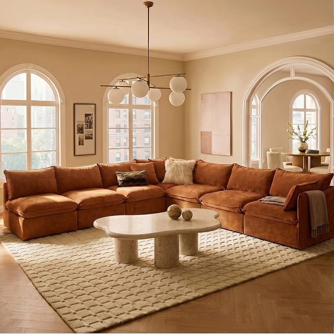 Cloud Modular Corner Sectional, Oversized Deep Seat Comfort, Luxe Chenille | Fully Removable Washable Covers, Memory Foam Seat Cushions, Premium Fabric