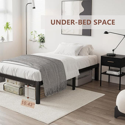 12 Inch High Platform Twin XL Bed Frames No Box Spring Needed, Metal Twin XL Bed Frame, Noise Free, Easy Assembly, Heavy Duty, Black
