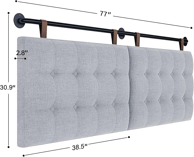 Headboard for King Size Bed, Wall Mounted Headboard with Fine Linen Upholstery and Button Tufting, Adjustable Heigh Head Board for Bedroom (Grey, King)