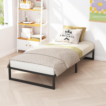 Richwanone 8 Inch Twin Bed Frames Heavy Duty Metal Platform Bed, Black | Twin Size Bed Frames, Metal Platform Mattress Foundation with Steel Slat Support, No Box Spring Needed, Easy Assembly
