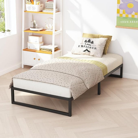 Richwanone 8 Inch Twin Bed Frames Heavy Duty Metal Platform Bed, Black | Twin Size Bed Frames, Metal Platform Mattress Foundation with Steel Slat Support, No Box Spring Needed, Easy Assembly