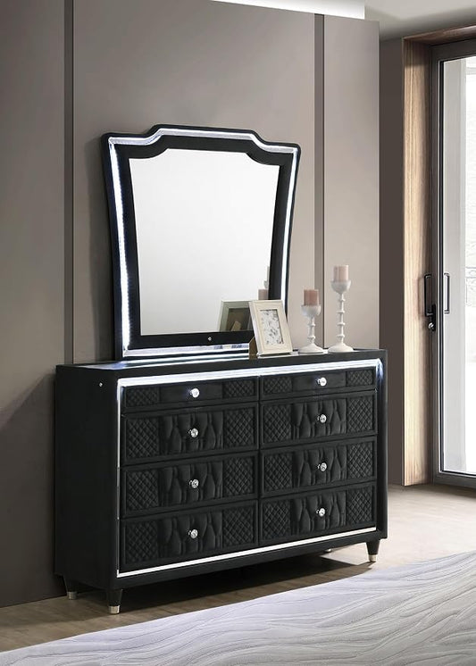 Coaster Home Furnishings Lorient 8-Drawer LED Dresser with Mirror Black 223163M