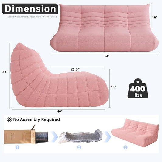 WHGBJA Bean Bag Chair for Adults with Memory Foam Couch, 3 Seater Bean Bag Sofa for Bedroom, Living Room, Reading, Gaming Floor Sofa Couch, Boneless, Comfy