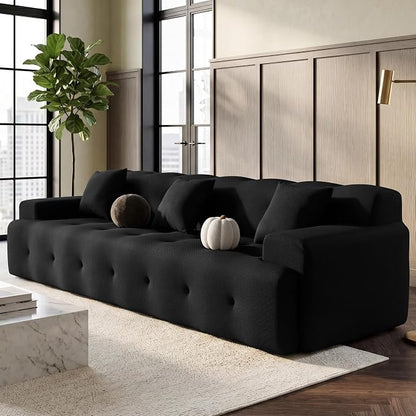 OUYESSIR 114" Boneless Couch,Cloud Couch,3D Mesh Fabric Comfy Sofa,3 Seater Modern Curved Sofa for Living Room,Bedroom and Apartment,No Assembly Required,Black