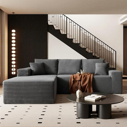 AUGOP 108" Sectional Couches for Living Room Modern Modular Sofa with L-Shape Couchs Upholstered Boneless Couch Deep Seat Sectional Couch with Chaise (Dark Grey, 108" Left Facing Chaise+2Seaters)