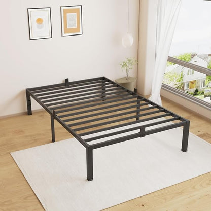 MAF Twin Bed Frames 14 Inch Metal Platform BedFrame with Black Heavy Duty Steel Slat Support Noise Free Twin-Bed-Frame, No Box Spring Needed