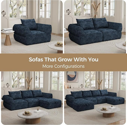 76.4" Cloud Loveseat Sofa, Deep Seat Couch with Pillows, Modern Comfortable Upholstery Boneless Sofa, 1 piece for Living Room, Bedroom, Apartment, Removable Cover，No Assembly Required, Aqua Blue