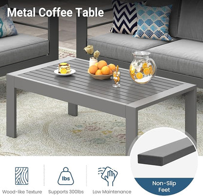 Wisteria Lane Metal Patio Furniture Set for All Weather, Oversized Heavy Duty Outdoor Furniture Set with Upgraded Cushion, Modern Outdoor Patio Couch Set for Garden, Balcony, Backyard, Dark Grey