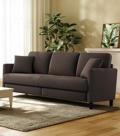 Welzona 83" Couches for Living Room, Teddy Sofa Couch, Comfy Sofas for Living Room, Tool-Free Setup Loveseat Sofa, All-Wood Love Seat Couches, Small Couch 2 Pillows Included, Khaki
