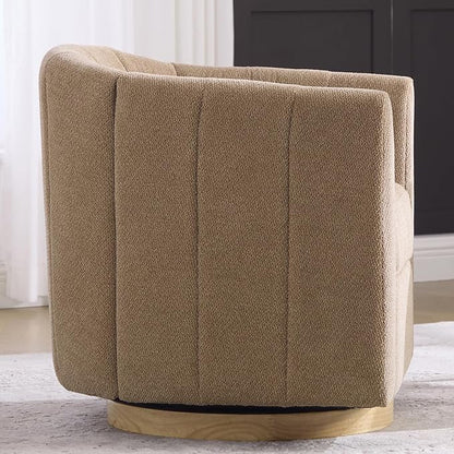 Swivel Barrel Chair, 360 Degree Round Swivel Accent Chair for Living Room, Mid Century Modern Upholstered Accent Chair,Comfy Tufted Sofa Armchairs for Bedroom,Nursery,Chenille,Taupe
