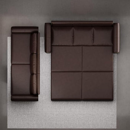 93.7" King Size Sleeper Sofa Bed, Pull Out Sofa Bed, Faux Leather Upholstery, 3 in 1 Convertible Sleeper Couch, Chaise Lounge, Retro Recliner for Living Room, Office, Apartment, Dark Brown