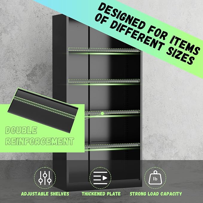 Bonusall 72" Metal Garage Storage Cabinet, 2 Locking Doors & 4 Adjustable Shelves Tall Storage, Heavy Duty Steel Tool Cabinet for Home, Office, Warehouse, School - Black Blue