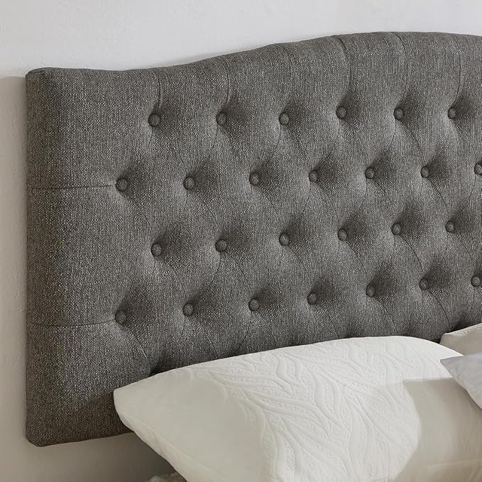 24KF Upholstered Tufted Button Wall Mounted Linen Headboard,Comfortable Fashional Headboard Queen/Full Size,6055-Q-Granite