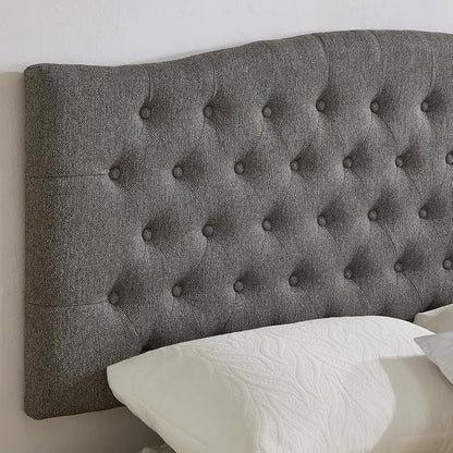 24KF Upholstered Tufted Button Wall Mounted Linen Headboard,Comfortable Fashional Headboard Queen/Full Size,6055-Q-Granite