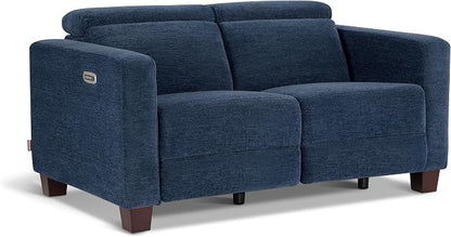 MCombo 62.2'' Reclining Loveseat, Wall Hugger Power Loveseat Recliner Sofa with Adjustable Headrest, USB A & C Charge Ports, Wood Legs, for Living Room (Fabric, HL198M1) (Navy Blue)