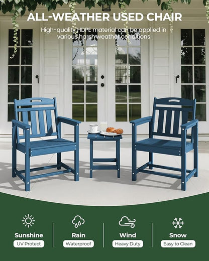 Outdoor Patio Dining, All-Weather HDPE Chair Fade-Resistant, and Low Maintenance for Backyard, Garden, or Patio, Navy Blue