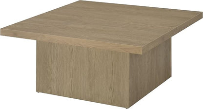 Coaster Home Furnishings - Devar - Wood - Square Coffee Table with Pedestal Base, Geometric Design and Transitional Style - Living Room - Latte - 710918