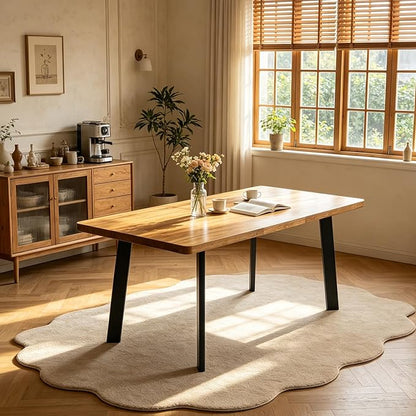 Extendable Dining Table for 4 to 8 People, 47.2" to 63" Modern Kitchen Table with Removable Extension Leaf, MDF Expandable Dining Room Table Compact for Small Spaces, Walnut