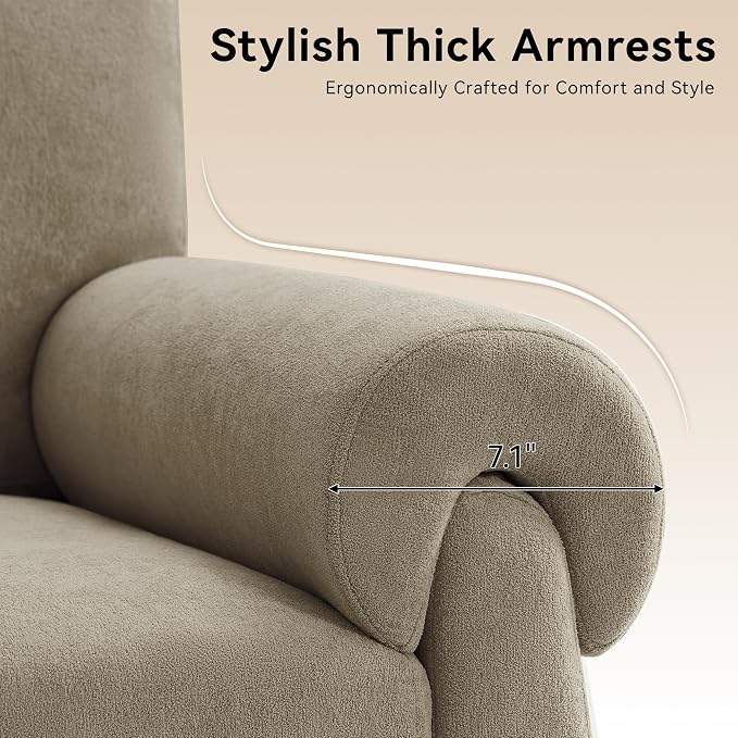 Oversized Accent Chair, Comfy Living Room Chairs, Single Sofa Chair with Thick Cushion and Armrests, Upholstered Arm Chair for Living Room, Modern Armchair, Reading Chair for Bedroom, Grey