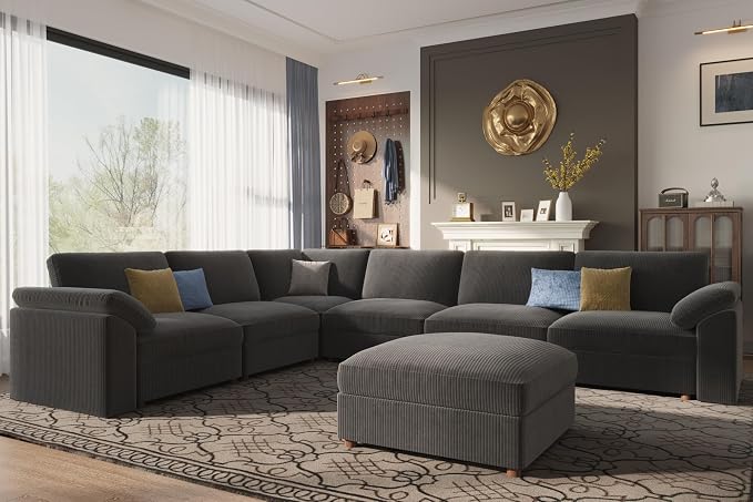 EASE MOOSE Oversized Sectional Modular Sofa, Large L Shape Sectional Couch Wide Deep Seat Modular Cloud Couch, Removable Washable