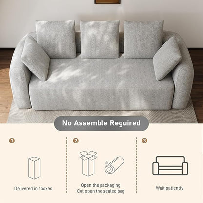Curved Modern Couch Sofa,Boneless Couch， Modern 3 Seater Cloud Couch,Deep Seat